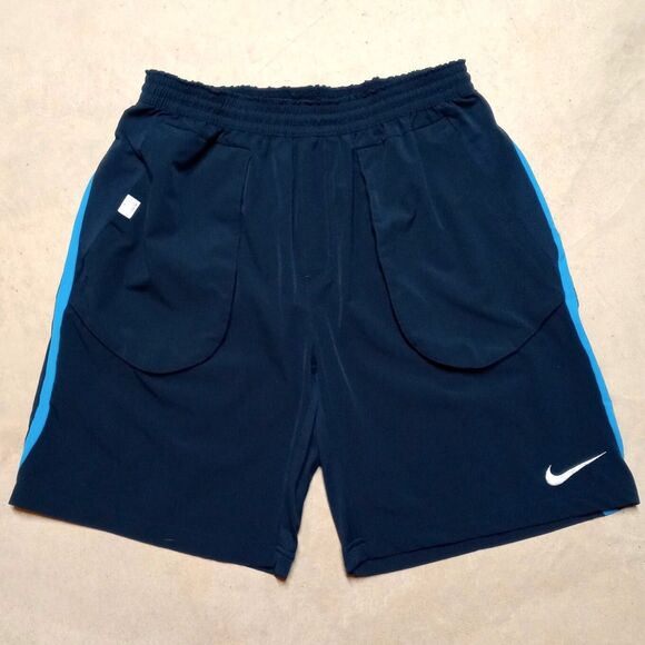 Vintage Nike Court Y2K Blue Fit Dry Drawstring Tennis Shorts - Men's Size XL - Picture 1 of 9